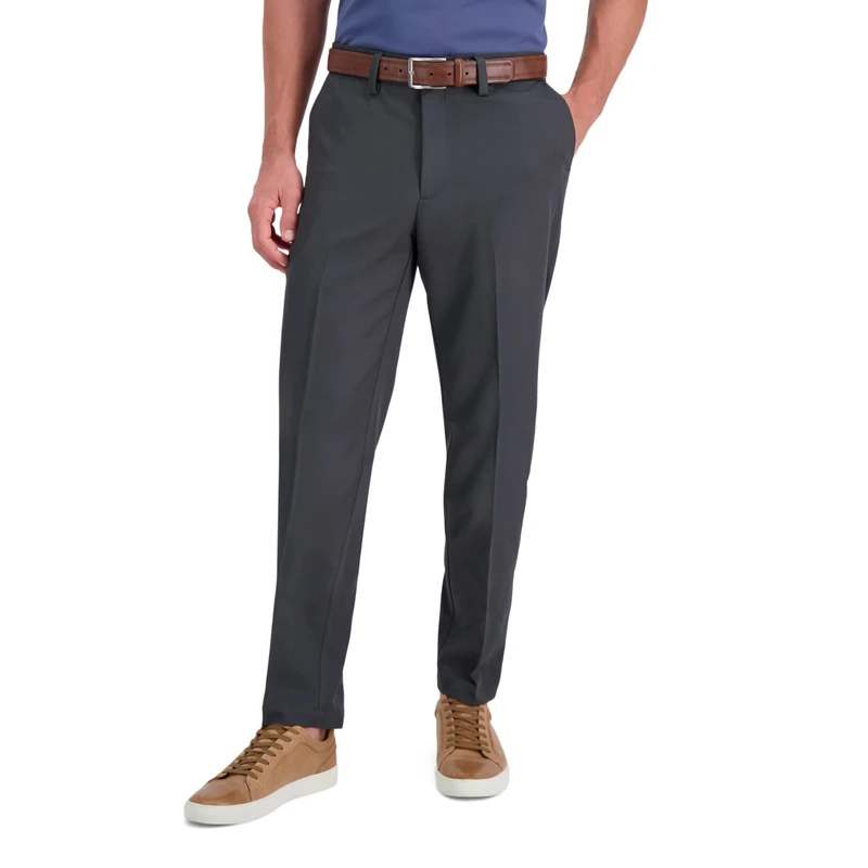 Haggar Men's Cool 18 Pro Slim Fit Flat Front Casual Pant, Dark Grey Heather, 36W x 32L - Image 1