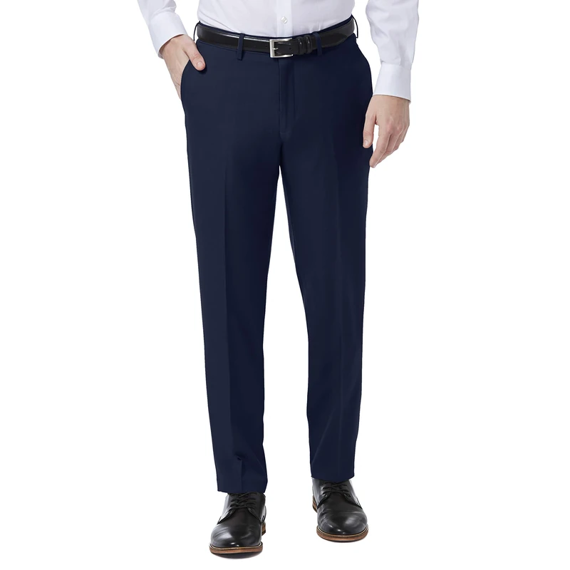 Haggar Men's Premium Comfort Stretch Slim Fit Dress Pant, Blue, 34W x 30L