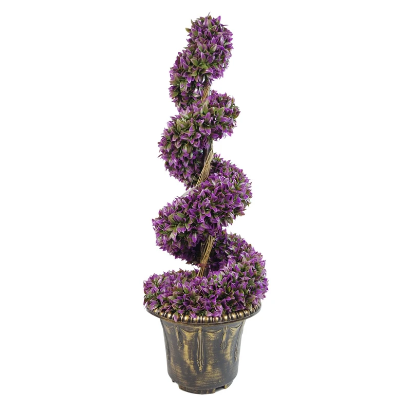 Large Leaf Artificial Spiral Tree with Decorative Planter