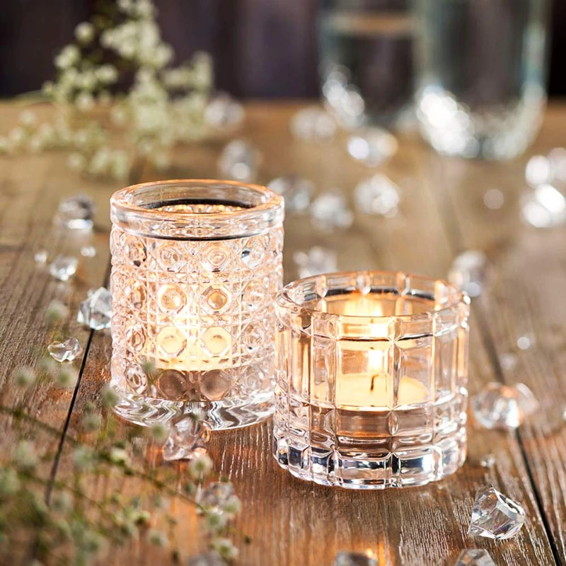 Rita Nightlight Holder - Case of 12 - Glass Candle Holder, Cut-Glass Tealight Holder, Utopia Tableware