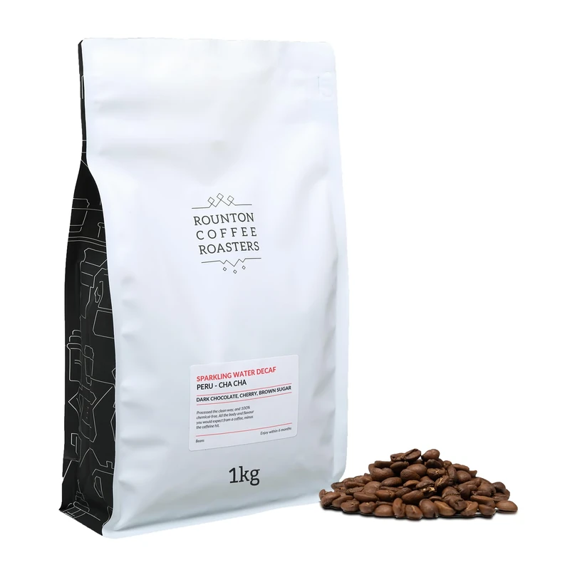 Rounton Coffee Roasters | Decaf Coffee Beans 1kg | Chemical-Free Sparkling Water Decaffeinated | Medium-Dark Roast | 100% Arabica | Freshly Roasted