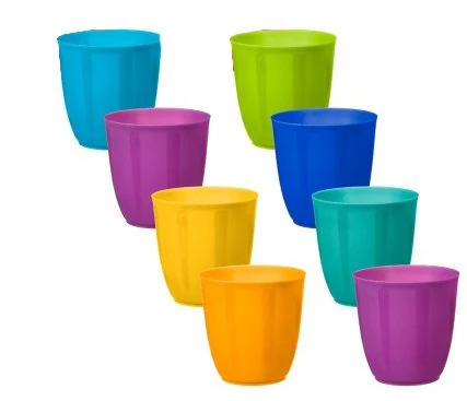 Fingey Plastic Garden and Picnic Microwave Safe Assorted Colours Plates and Tumbler Pack of 8 (Tumblers)