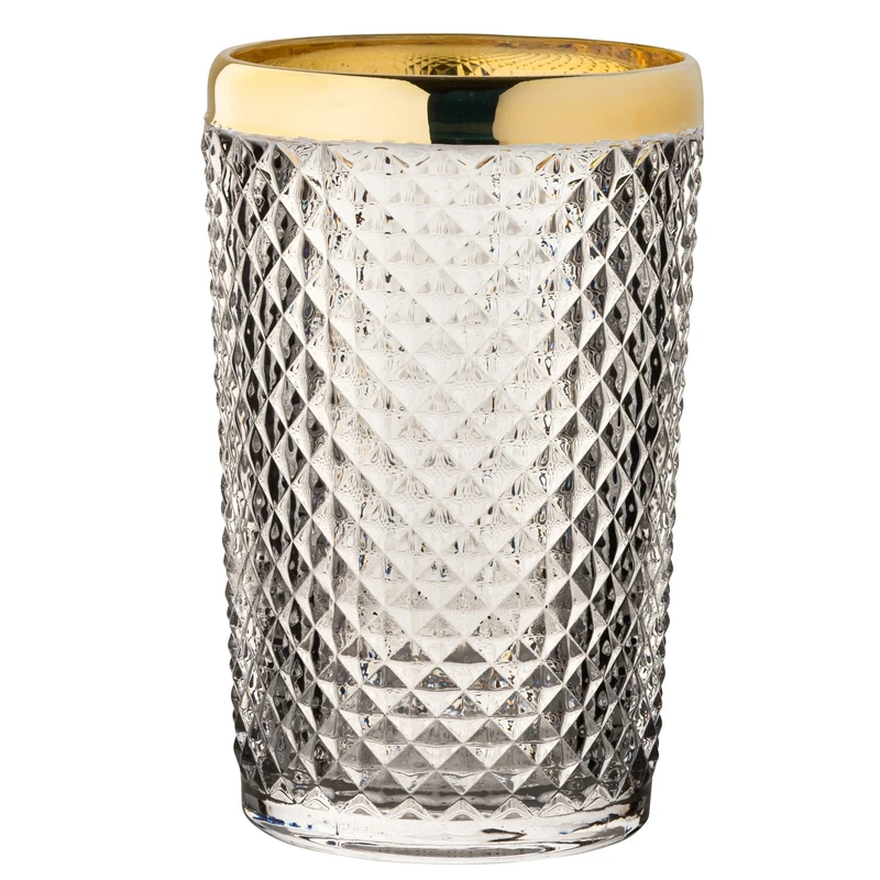 Utopia Gold Dante Hiball Tumblers 13.5oz / 390ml - Set of 6 - Cut-Glass Tumblers, Cocktail Tumblers