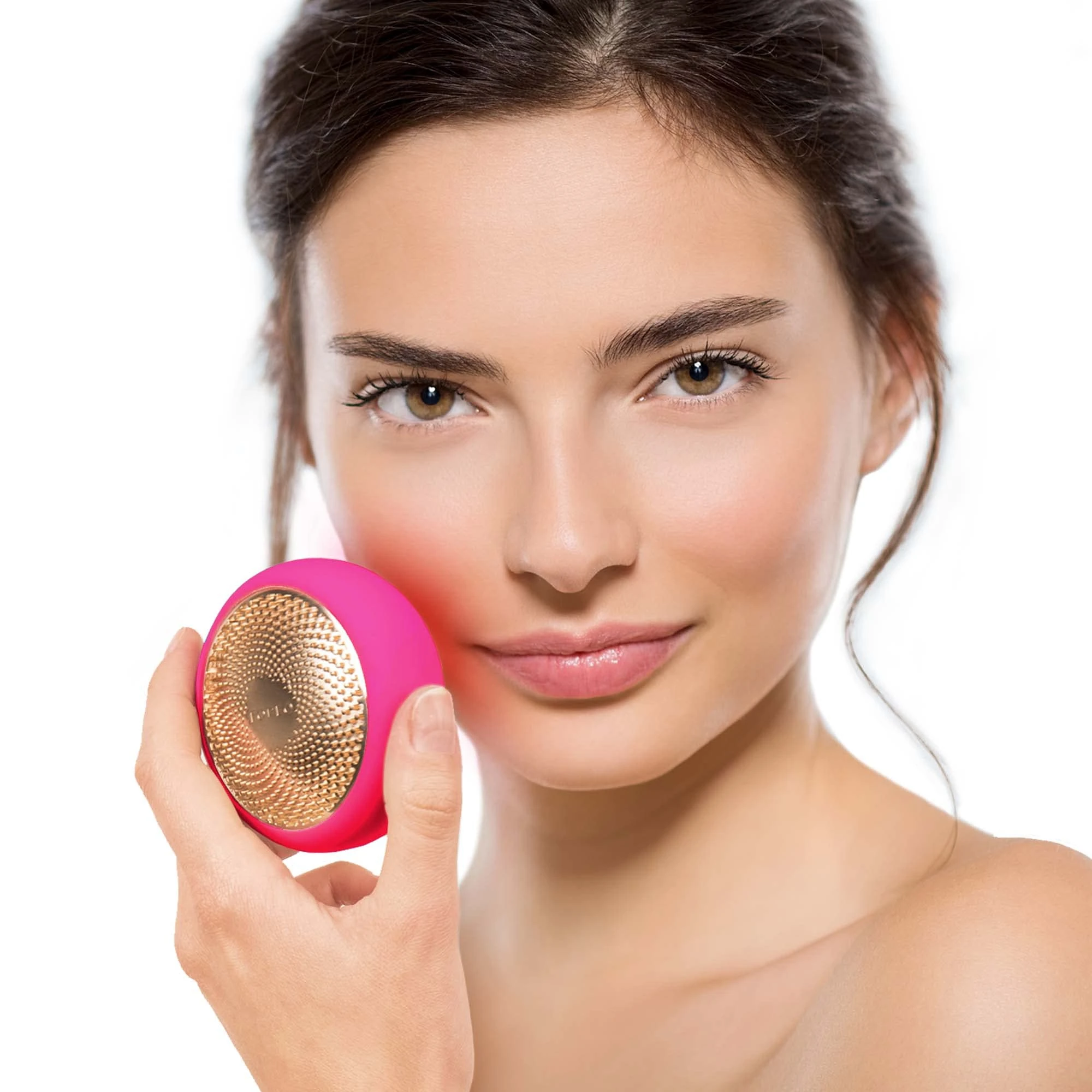 FOREO UFO Full Facial LED Face Mask Treatment, Red Light Therapy Face Care, Korean Skincare, Thermotherapy, Cryotherapy, Face Massager, Moisturiser, Increased Skin Care Absorption, Fuchsia