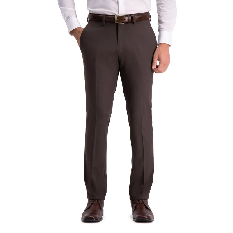 Kenneth Cole Reaction Men's Slim Fit Fashion Patterned Dress Pant, Brown, 29W x 30L