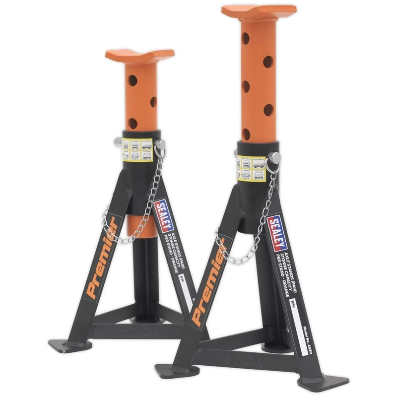 Sealey AS3O Axle Stands (Pair) 3tonne Capacity per Stand - Orange