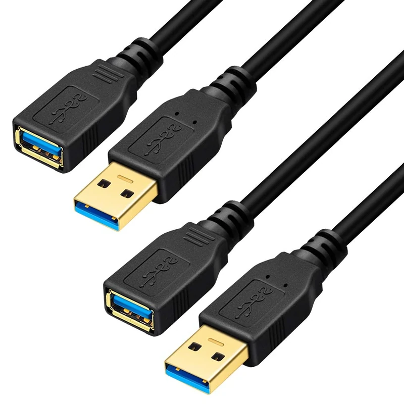 Yeung Qee USB 3.0 Extension Cable 0.3M, High Speed USB 3.0 A Male to A Female Extension Cable (1 FT/30cm) - 2 Pack