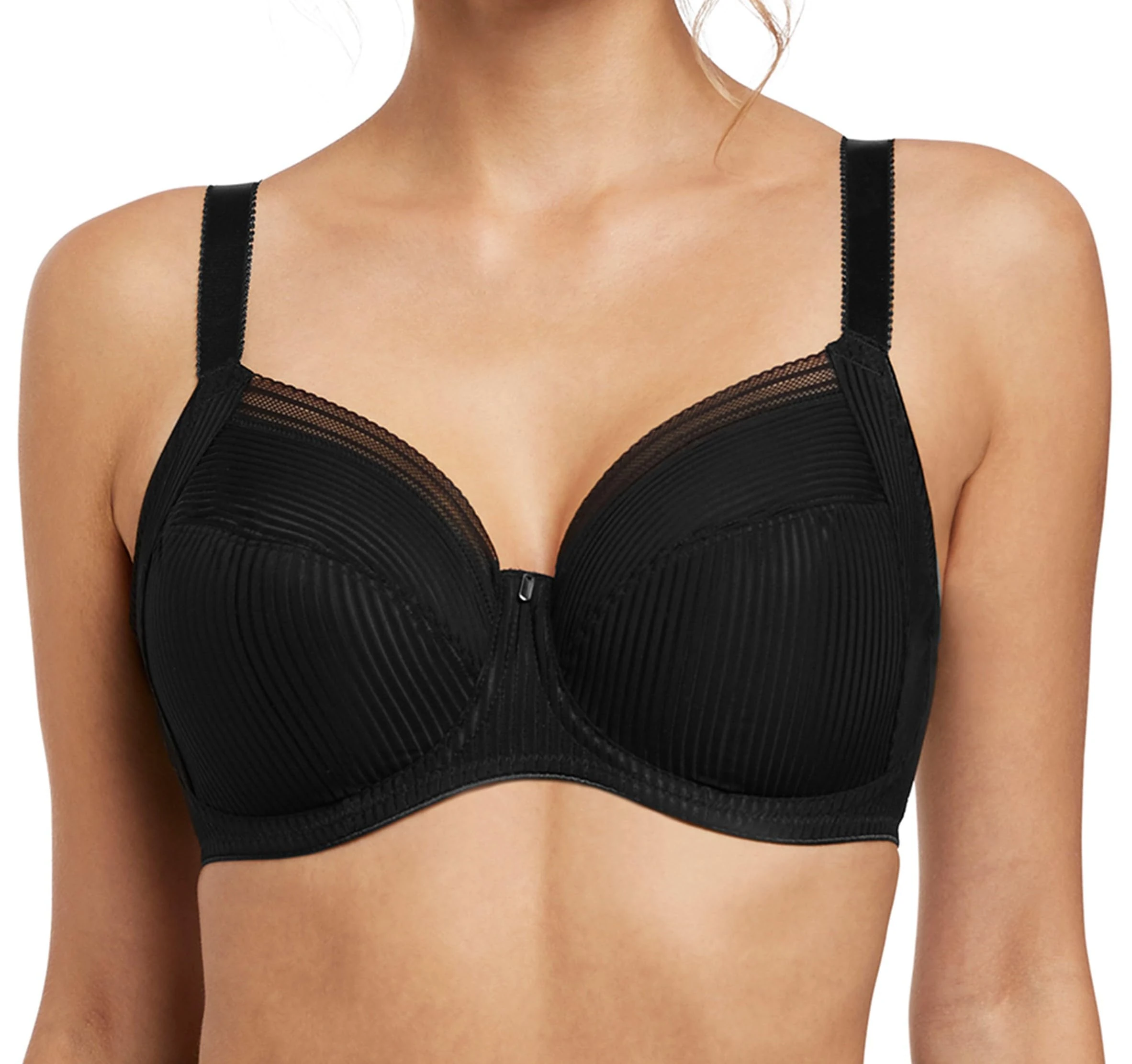 Fantasie Women's Fusion Underwire Side Support Bra Full Coverage, Sheer, Black, 34F