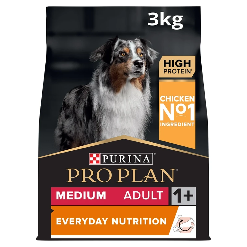 PRO PLAN® Medium Adult Everyday Nutrition Dry Dog Food with Chicken 3kg, Pack of 4
