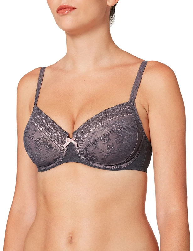 Rosa Faia Women's Fleur Non-Padded Wired Bra, Grey (Anthracite 408), (Size:38F)