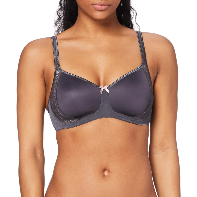 Rosa Faia Women's Fleur Non-Wire Wireless Bra, Grey (Anthracite 408), 38E UK