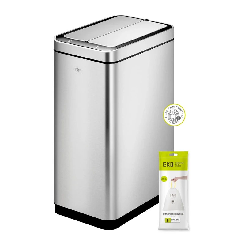 EKO - Deluxe Phantom Motion Sensor Kitchen Bin - Touchless Automatic Rubbish Bin - Perfect for Kitchen & Home, Stainless Steel, 45 Litre