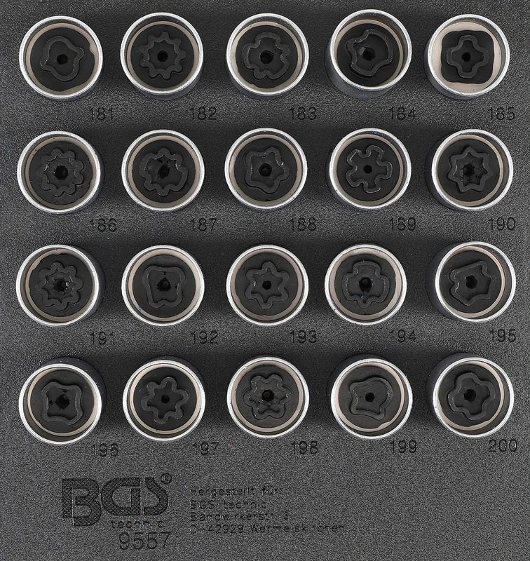 BGS 9557 | Tool Tray 1/6: Rim Lock Socket Set for Opel / Vauxhall (Version B) | 20 pcs.