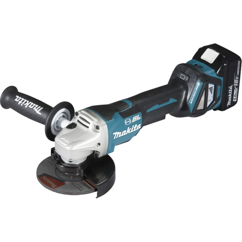 Makita DGA517RTJ Angle Grinder, 18 V, Blue, 125 mm, Set of 4 Pieces