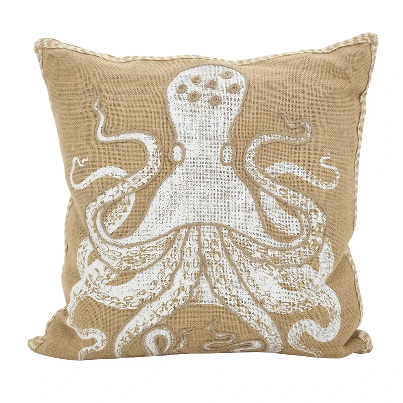 SARO LIFESTYLE Neptunian Collection Down Filled Octopus Throw Pillow 20",