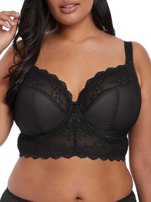 Elomi Women's Charley Longline Underwire Bralette Plunge Bra, Opaque, Black, 34GG US - Image 1