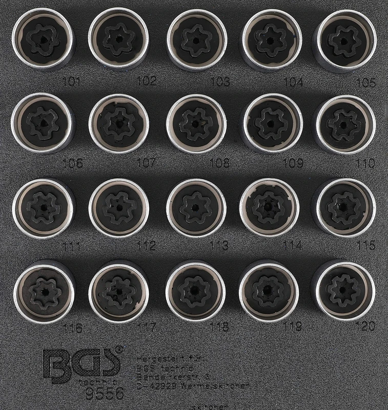 BGS 9556 | Tool Tray 1/6: Rim Lock Socket Set for Opel / Vauxhall (Version A) | 20 pcs.