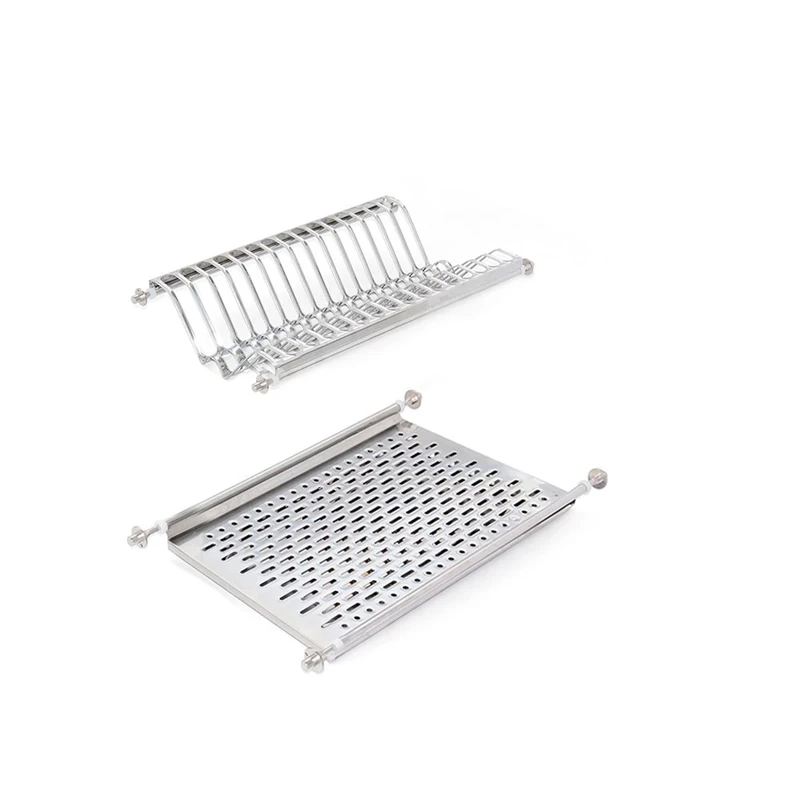 Emuca - Stainless Steel Dish Drying Rack for Standard 45 cm Width Kitchen Cabinet, Inner Width Module 385 -420 mm