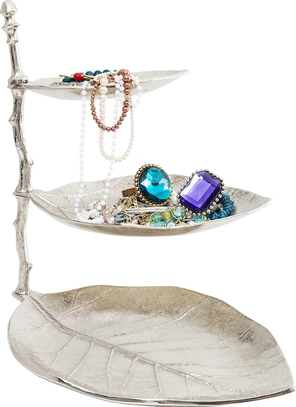 Kare Decorative Etagere Leaf Silver, Aluminium, 45 x 32 x 46 cm