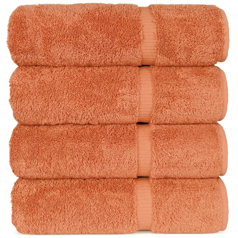 Chakir Turkish Linens 100% Cotton Premium Turkish Towels for Bathroom | 27'' x 54'' (4-Piece Bath Towels - Coral)