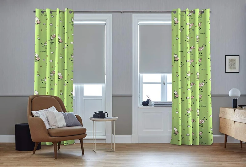 S&G Curtain with Eyelets, 100% Cotton, Multicoloured, 160L/130W - Image 1