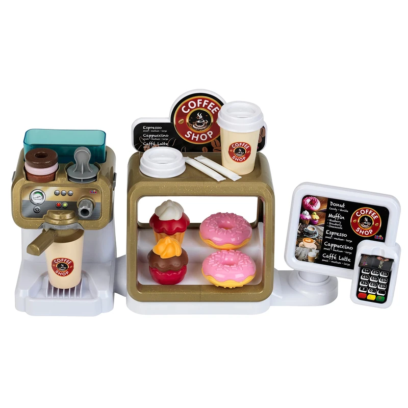 Theo Klein 9501 Coffee Shop I Espresso bar with water flow function and touch display I Incl. Accessories and toy food I dimensions: 45 cm x 23.5 cm x 13 cm I Toys for children aged 3 and over