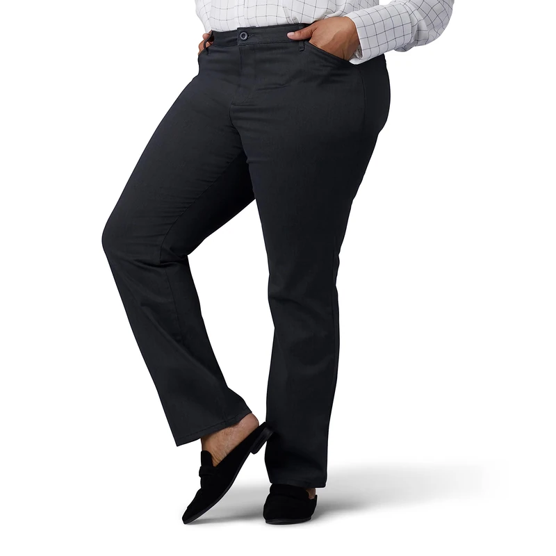 Lee Women's Plus Size Relaxed Fit All Day Straight Leg Pant, Charcoal Heather, 20 Petite