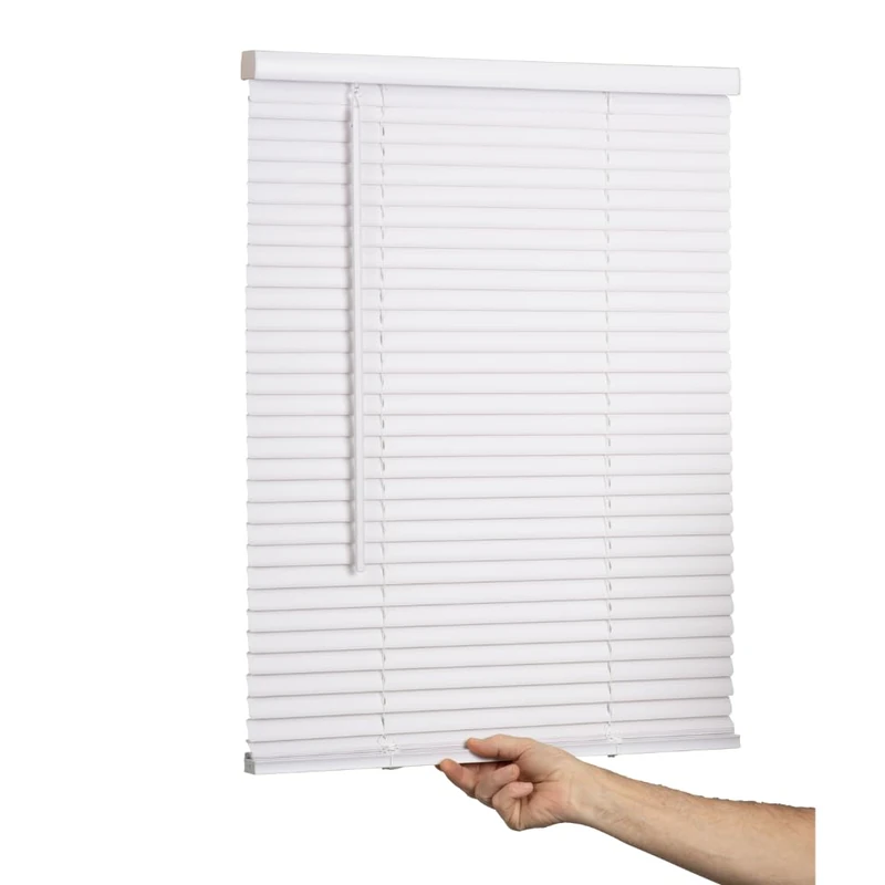 LOTUS & WINDOWARE Cordless Mini Blind, 1" Vinyl Slats, 35" Wide x 54" Long - White, Window Blinds for Home and Office, Interior Door Blinds - Light Filtering