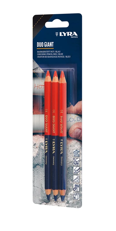 LYRA Duo Giant L2938002-10-1 Blister Pack of 3 Marker Pens Red/Blue