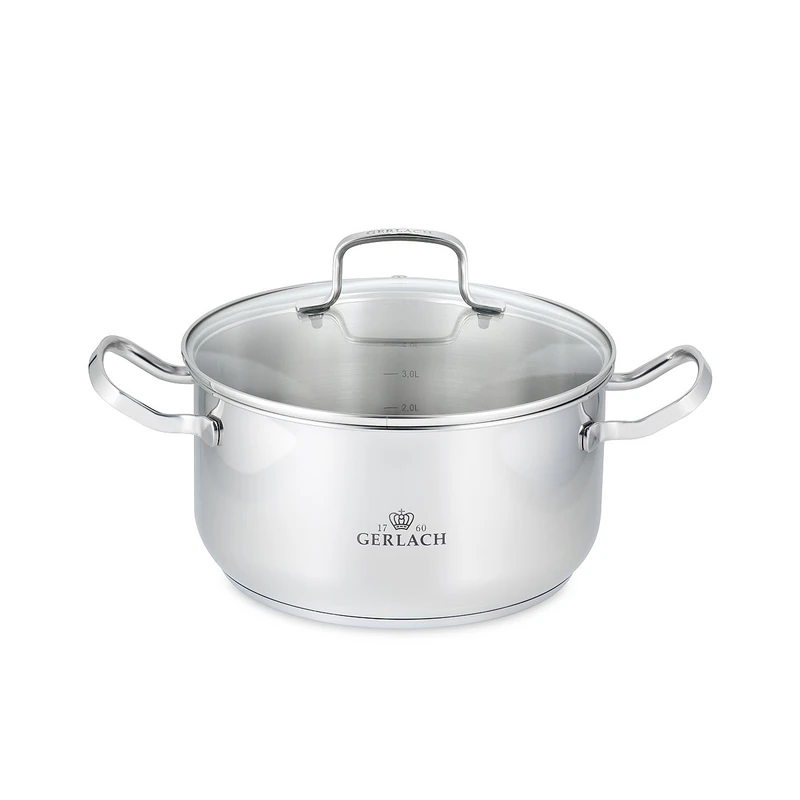 Gerlach Pot with a lid and Diameter of 24 cm and with Capacity of 4.5 l from Simple - G04-0332M-GAP8-01PU-S1S1-01, Silver