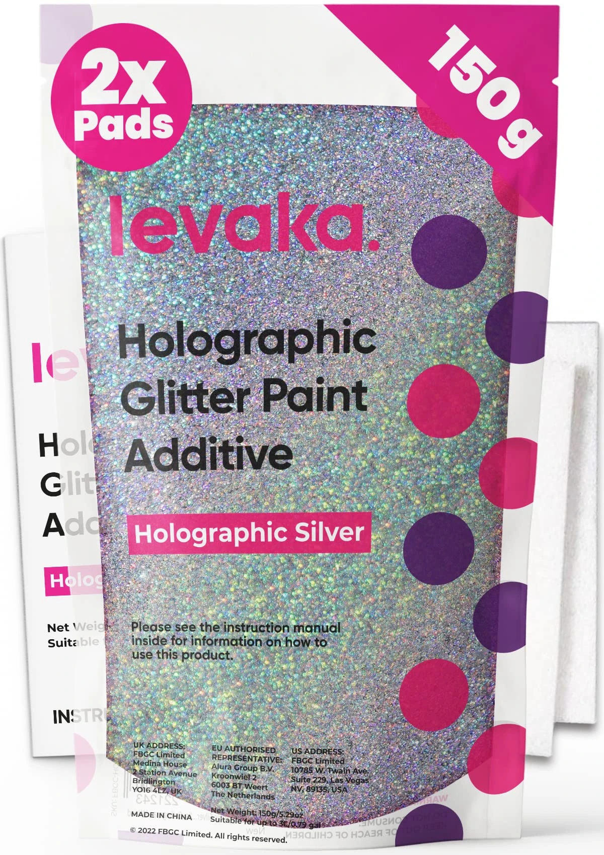 Silver Glitter [150g] – Holographic Glitter with 2 x Buffing Pads – Luminous Paint Finish