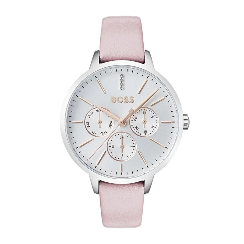 BOSS Analogue Multifunction Quartz Watch for Women SYMPHONY Collection with Pink Leather Strap - 1502419