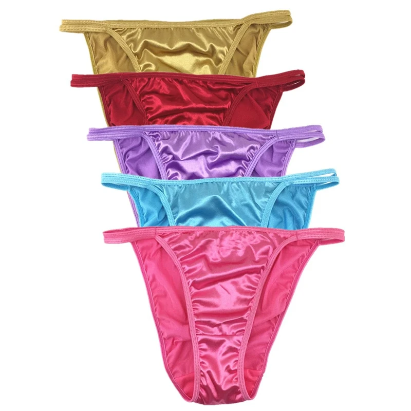 Queen Star Pack of 5 Women's Satin Bikinis Knickers (M) - Image 1