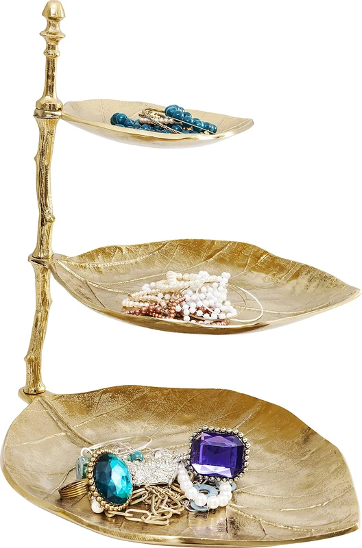 Kare Design Deco Etagere Leaf, Gold, Metal, Leave Motive, Tableware, Elegant Room Decor, Home Decor for Kitchen, Living Room, Hallway, 46x32x45 cm (H/W/D) - Image 1
