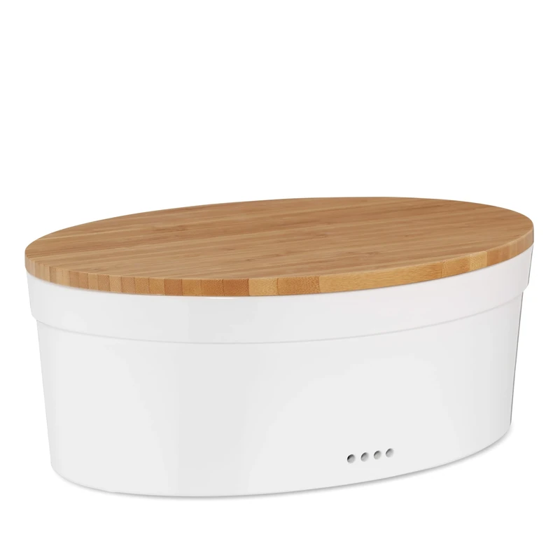 kela ceramic bread box with ventilation holes 36.5x23.5x14cm, bread box ceramic, SALENA, bread pot white