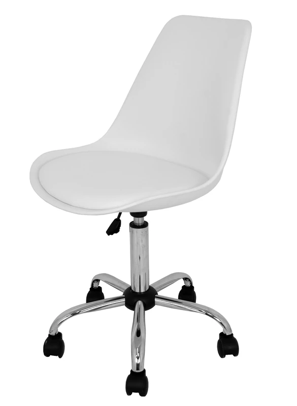La Silla Española The Spanish Chair Sanabria - Office or Study chair, Nordic Style with Chromed Base and Sliding Wheels in White, 47x44x109 cm - Image 1