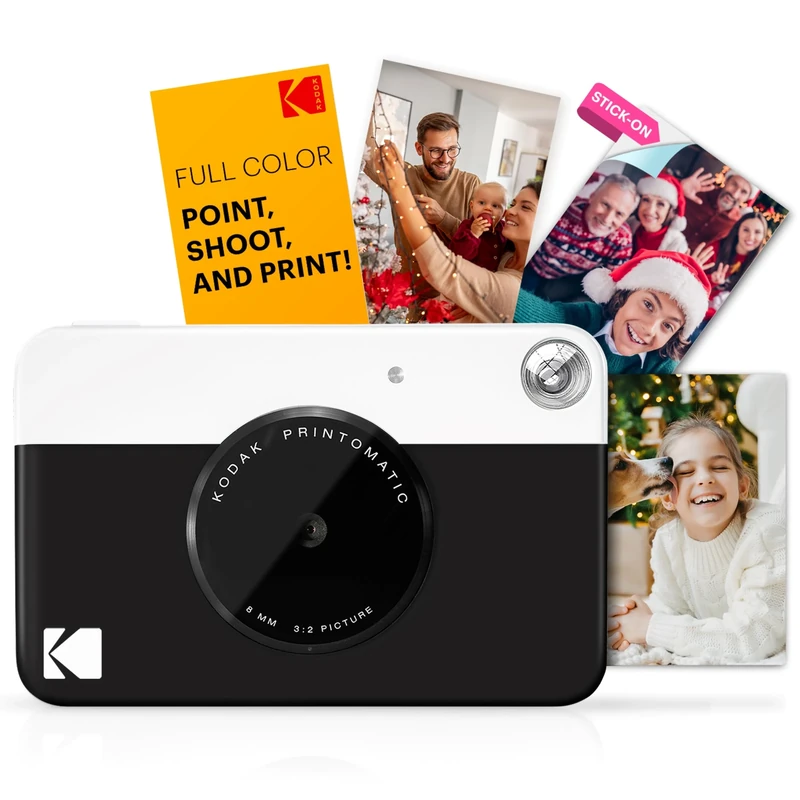 KODAK Printomatic Full-Color Instant Print Digital Camera - Zink 2x3" Sticky-Back Photo Paper - 5MP, Portable, Creative Fun Gift for Birthday, Christmas, Holiday - Black
