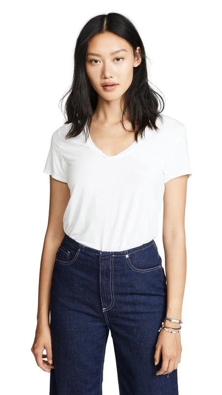 Splendid Women's Scoop Neck Short Sleeve T-Shirt, White, Large