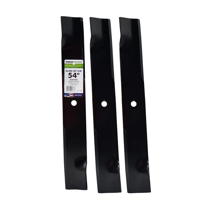 MAXPOWER 3 Blade Set for Many 54 in. Cut Hustler Mowers Replaces OEM #'s 601124 and 797696