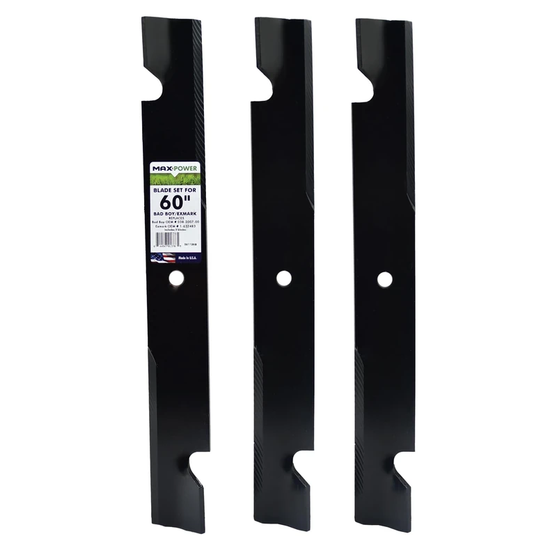 MAXPOWER 3 High Lift Blades for Many 60 in. Cut Exmark Mowers Replaces OEM #'s 1-633483, Bad Boy 038-2007-00, 105771803, 133-2127 - Image 1