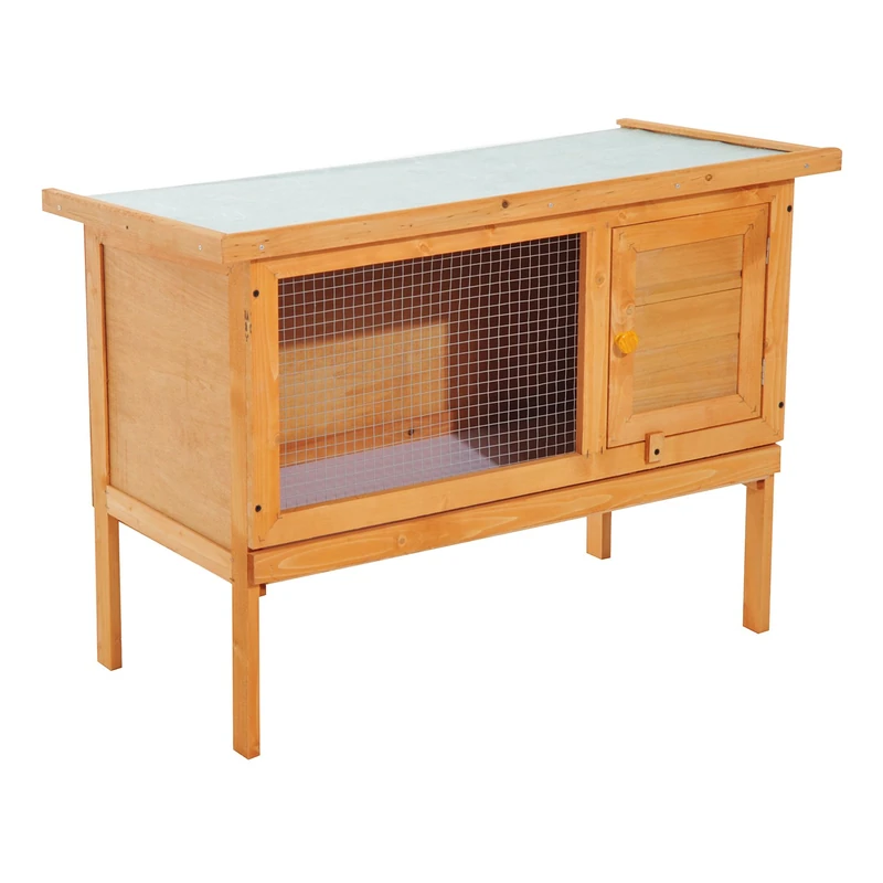 pawhut Wood Rabbit Hutch Bunny Cage Shelter Outdoor Garden Guinea Pig Sliding Tray Elevated House
