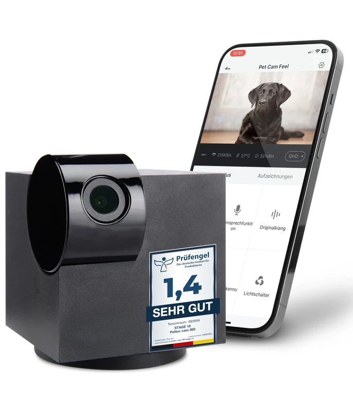 PetTec Cam Snoop Cube, App Driven Pet Smart Camera with Noise Detection, Full HD 1080p, 360° View, Microphone & Speakers, for IOS & Android - Image 1