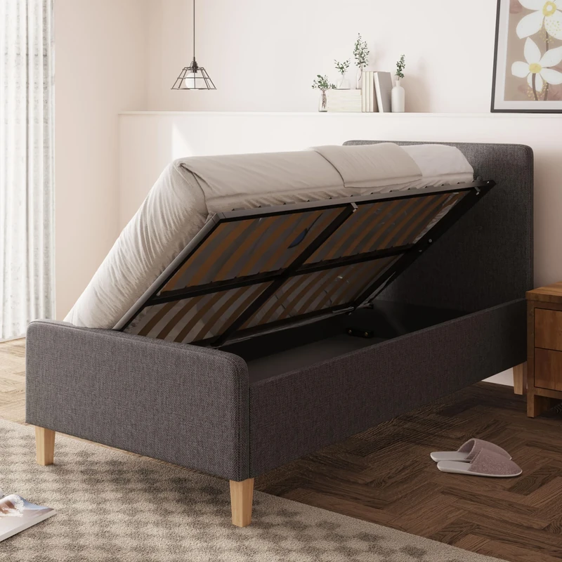 GFW Ashbourne 90cm / 3' Single Bed Frame Dark Grey
