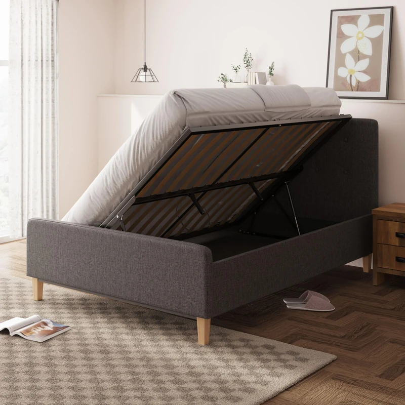 GFW Ashbourne 135cm / 4'6 Double Bed Frame Dark Grey