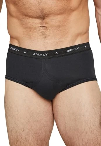 Jockey UK Classic Cotton Rib Y-Front Brief 3Pack, Black/Black/Black, 46