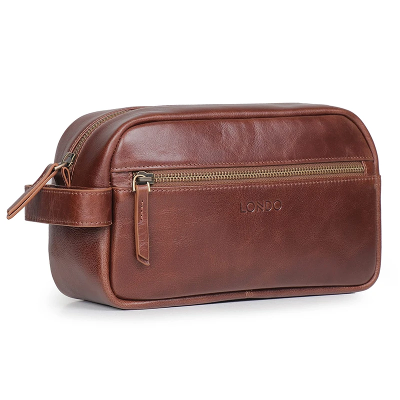 Londo Genuine Leather Travel Toiletry, Makeup, Shaving Organizer Bag - Dopp Kits - Unisex