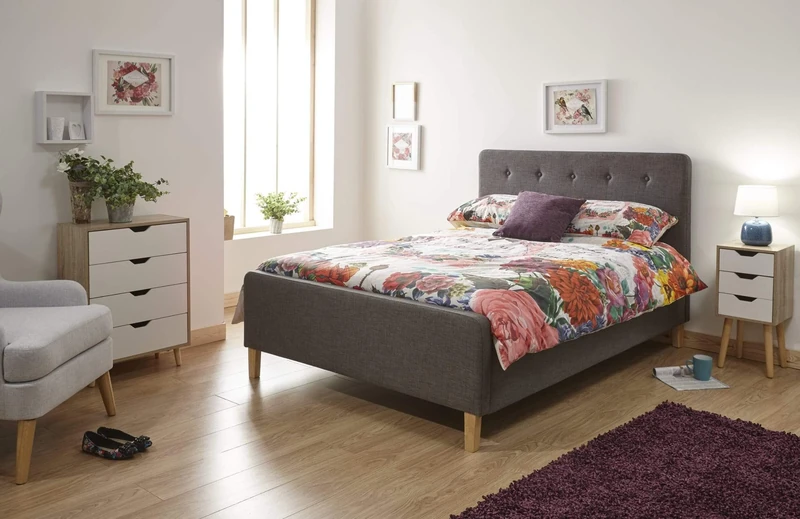 GFW Ashbourne 150cm / 5' King Size Bed Frame Dark Grey