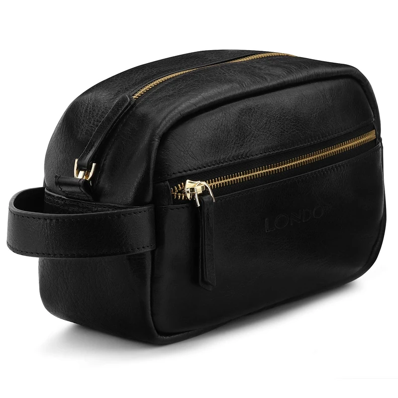 Londo Genuine Leather Travel Toiletry, Makeup, Shaving Organizer Bag - Dopp Kits - Unisex