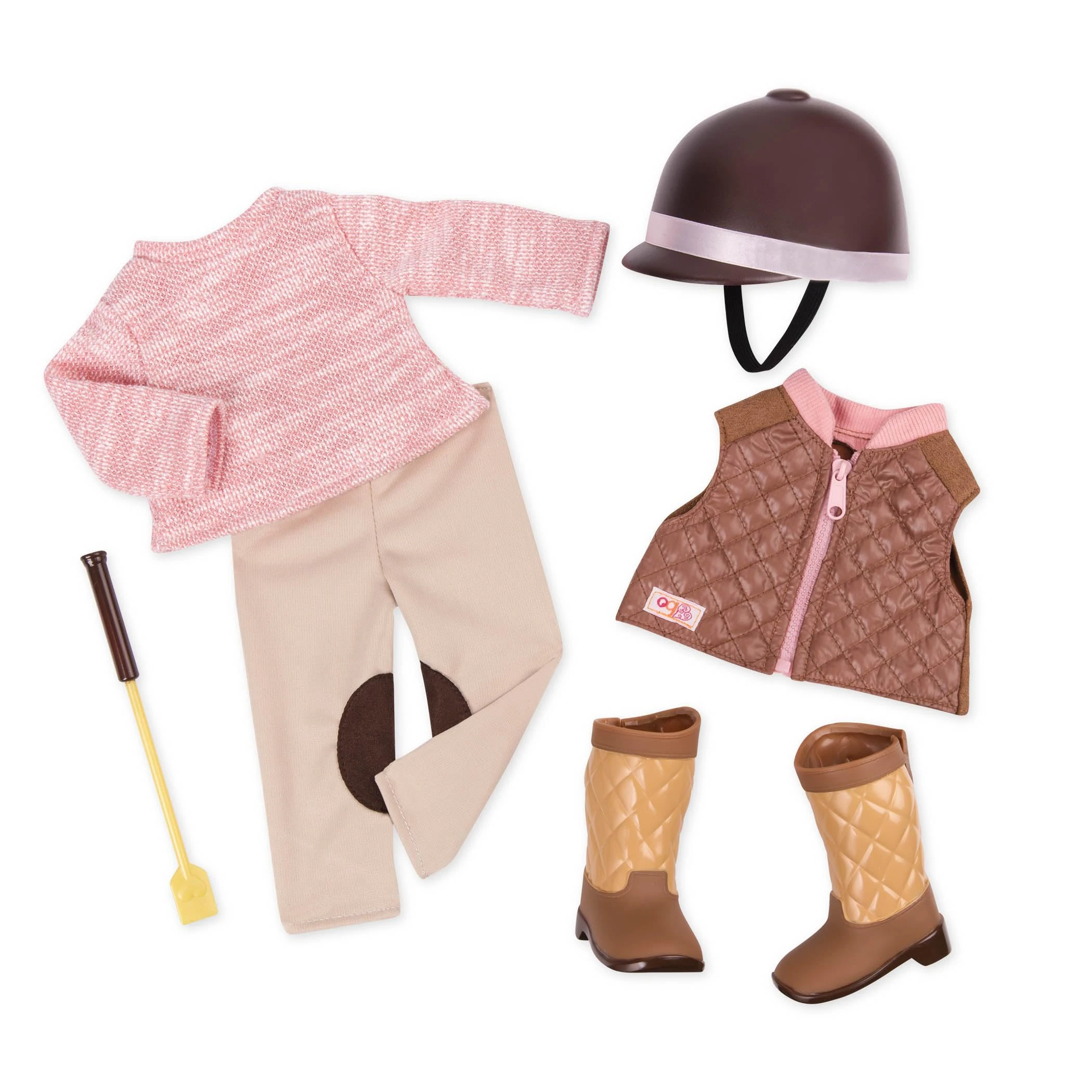 Our Generation Riding in Style Outfit � Deluxe Equestrian Outfit for 18-inch Fashion Dolls � 6 Piece Clothing and Horse Riding Accessories Set