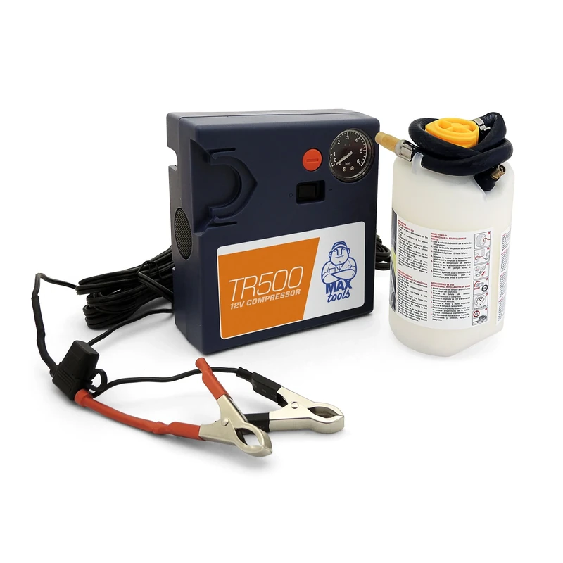 MAXTOOLS TR500, Automatic Tyre Repair Kit for Commercial Vehicles, Motorhomes and Caravans, Repairs All Tyre Types, Including Powerful 12V Air Compressor